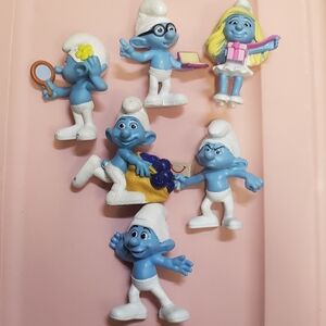 Peyo Smurfs Figurines 2013 Set Of 6 Grouchy Vanity Smurfette Brainy Crazy